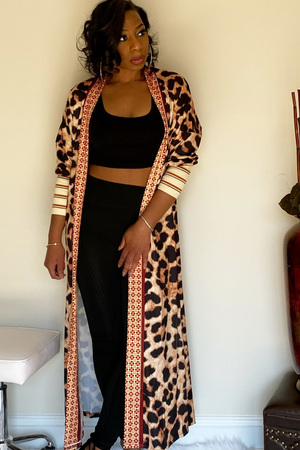 Leopard print maxi cardigan sale