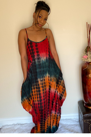 Women's tie dye maxi dress hotsell